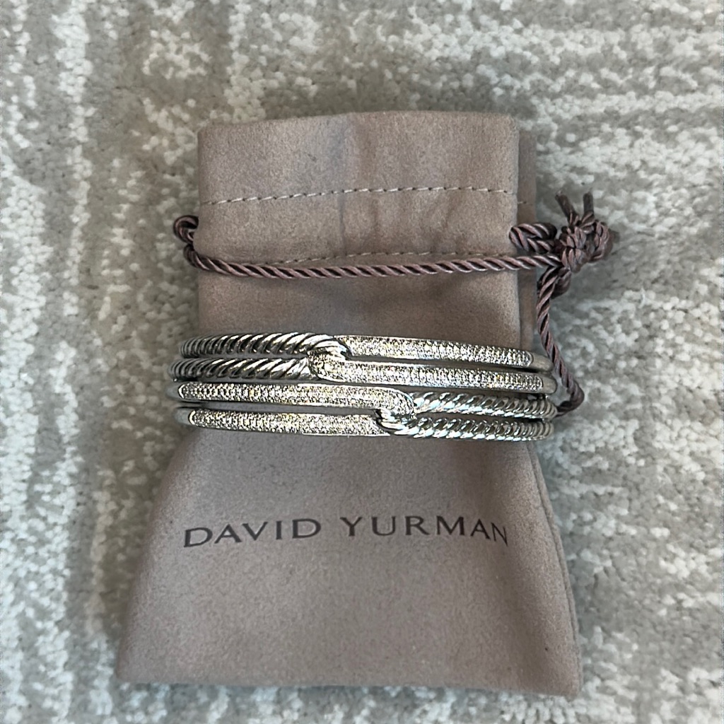 David Yurman 4 Row Crossover Bracelet With Diamonds.